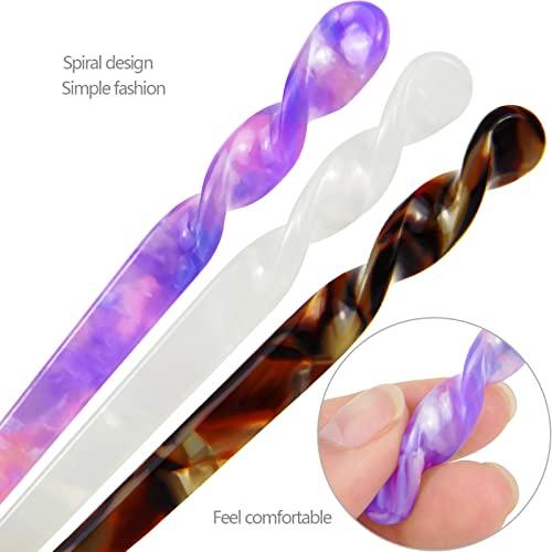 PSMILE 3Pcs Resin Hair Sticks Japanese Hair Chopsticks for Buns Hair Pins for Ladies Long Hair Chignon