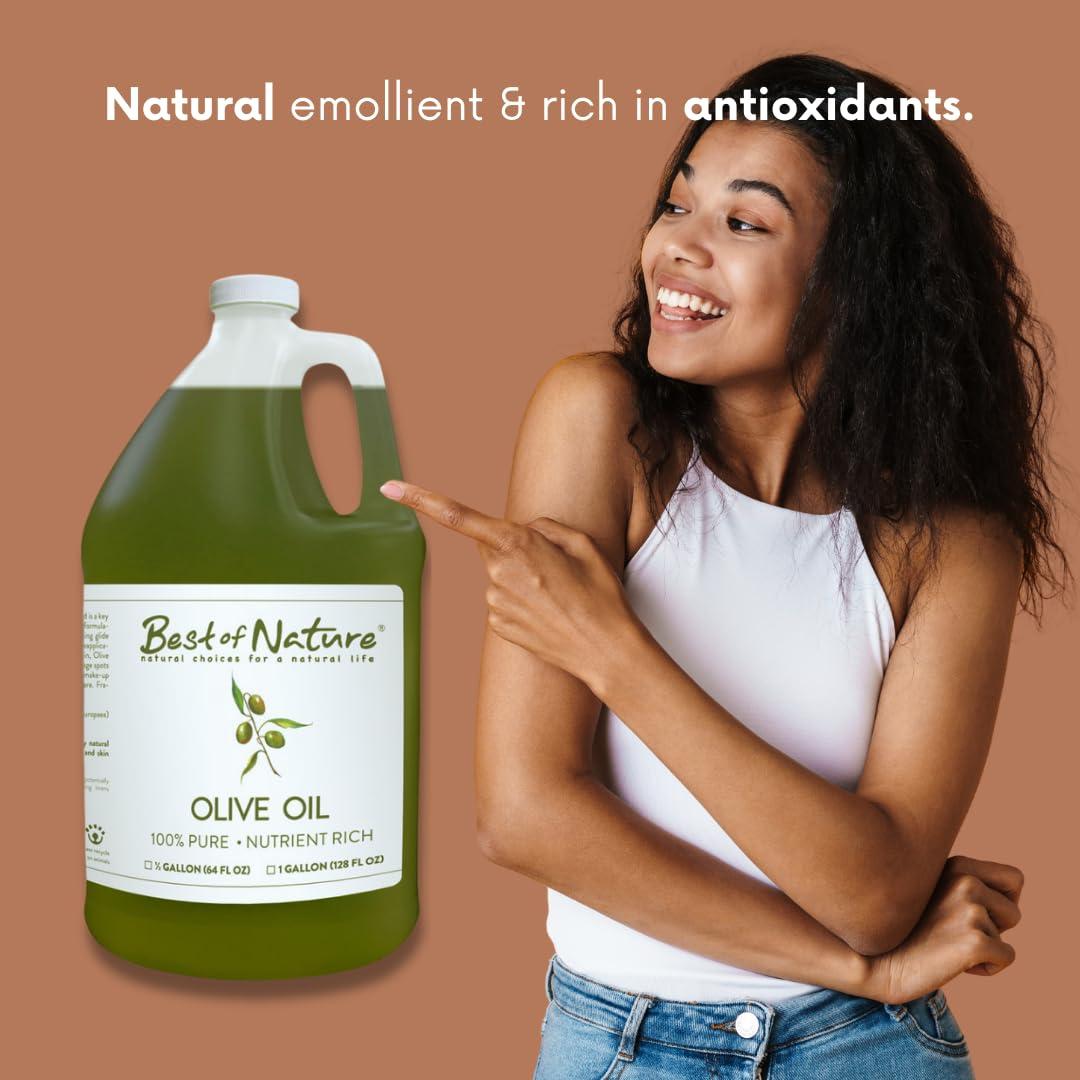 Best of Nature Best of Nature 100% Pure Olive Massage & Body Oil  Cold Pressed, Natural & Unscented Moisturizer for Skin, Hair & Bath, 1 Gallon (128 fl oz)