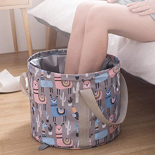 DETTELIN DETTELIN High Capacity Collapsible Foot Bath Basin,Portable Multi-use Foot Bath Tubs for Foot Spa Soaking Feet, Foot Bath Bag Travel Outdoor Camping(21L Grey Navy Blue)