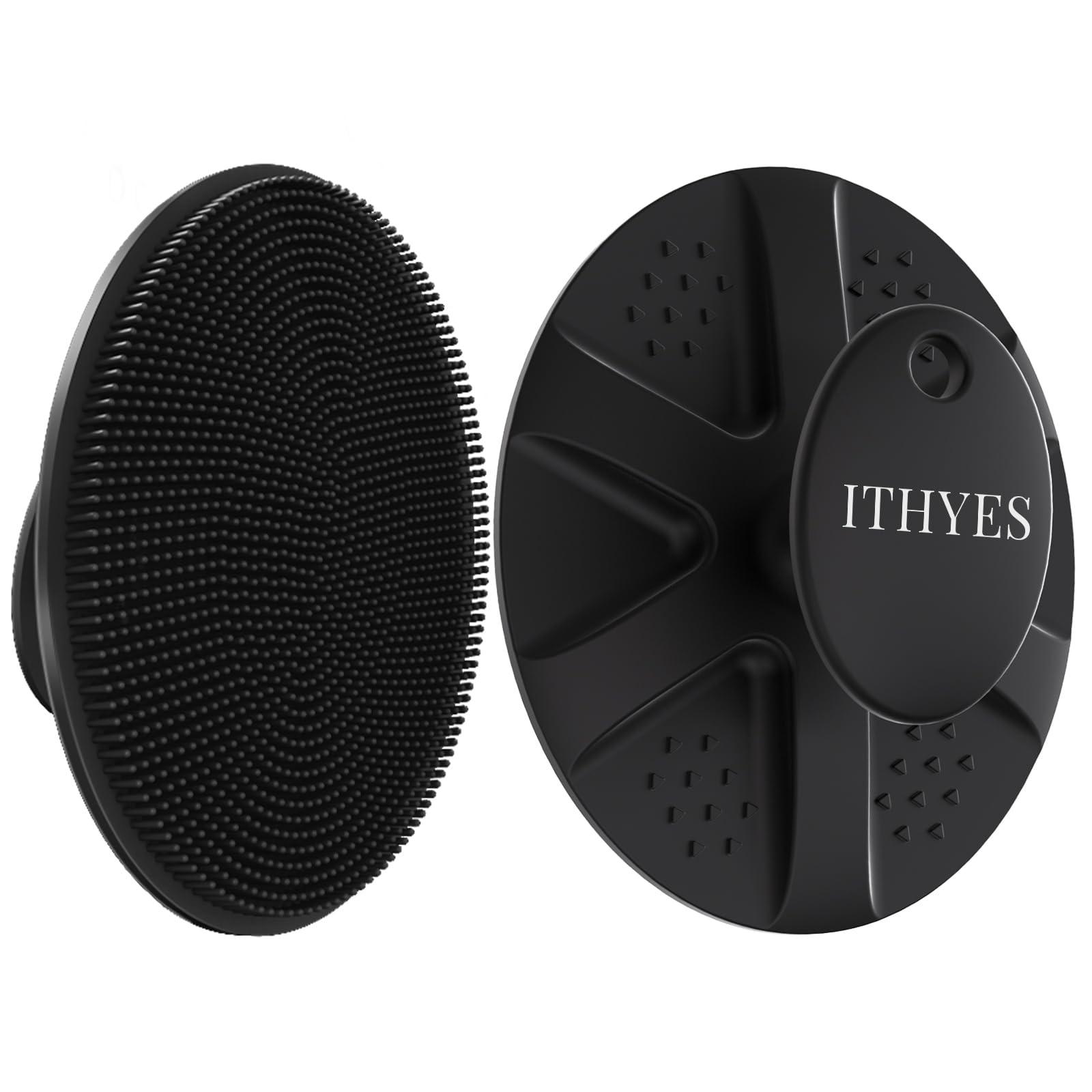 Ithyes Ithyes Silicone Body Scrubber Exfoliating Body Brush for Men Women Lathers Well Easy to Clean More Hygienic Than Loofah Shower Scrubber Face Scrubber for Sensitive Skin 1 Pack (Black)