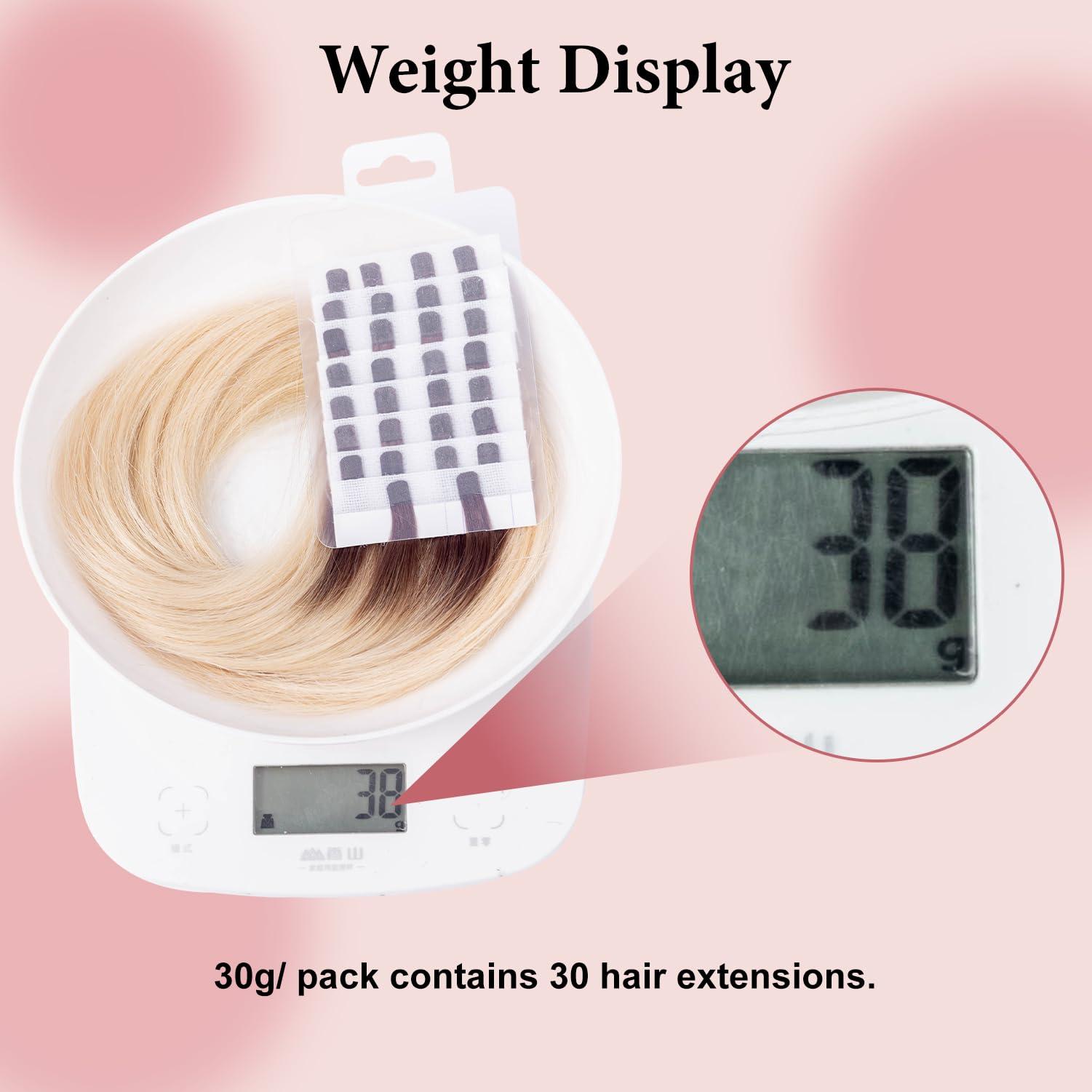 Prosa V light hair extension, human hair V light specific wig extensionsreal human hair for v light hair extensions machine sit, 30g/pack, 18 20 22. (#T4/60, 20)