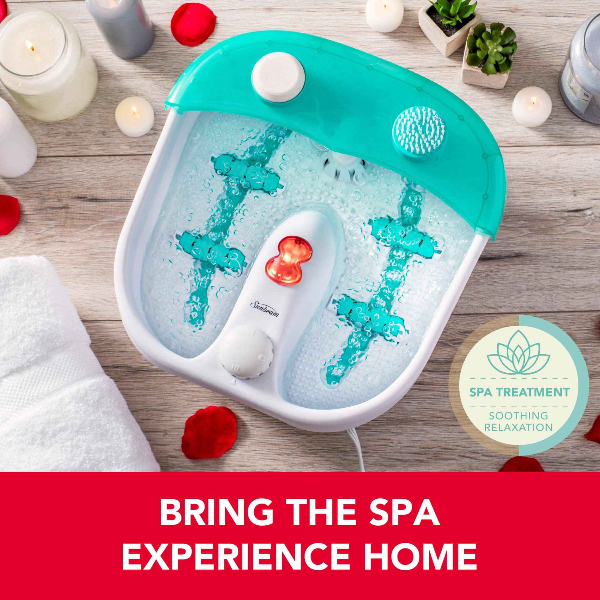 Sunbeam Sunbeam Deep Reservoir Aqua Therapy Foot Spa Foot Bath with Heat, Bubbles, Massage Rollers with Exfoliating Brush and Pumice Stone Pedicure Attachments, Extra Long Basin