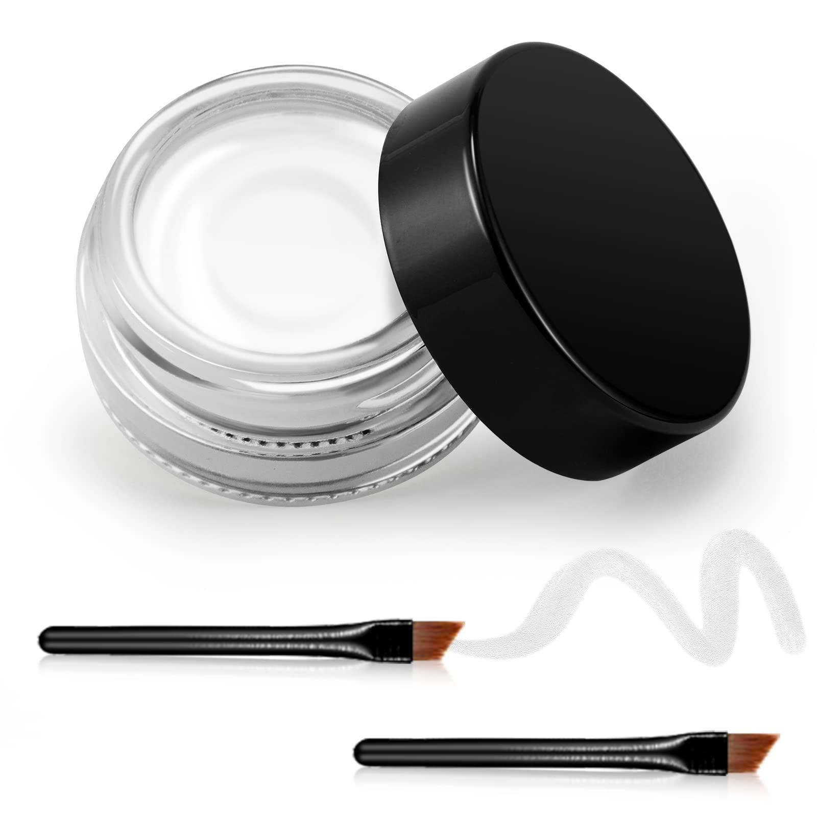 Erinde Erinde White Gel Eyeliner, Waterproof Long Lasting Cream Eyeliner Gel Pot, High-Intensity Pigments Smudge-Proof Eye Liner Makeup, Water-Resistant Eyeliner with 2PCS Brushes 04# White