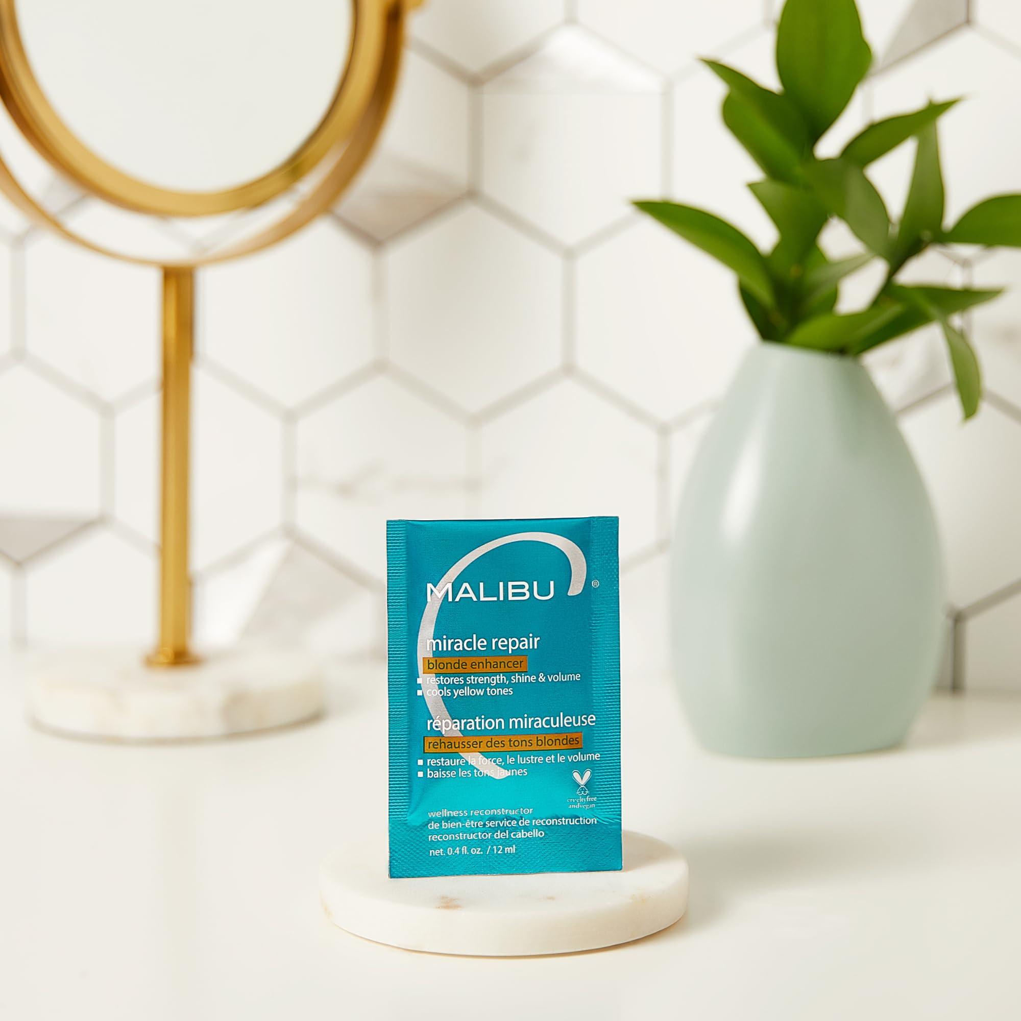 Malibu C Malibu C Miracle Repair Hair Reconstructor, Blonde Enhancer (1 Packet) - Nourishing Hair Repair Treatment for Damaged Blonde Strands - Relieves Hair Discoloration