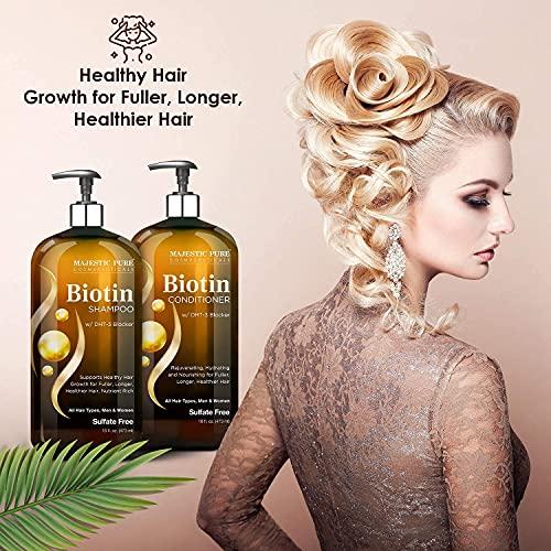 MAJESTIC PURE Majestic Pure Biotin with DHT Blocker Complex Shampoo and Conditioner Set (16 oz each) and Biotin Shampoo (16 oz) Bundle