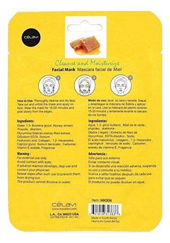 Celavi Cosmetics Celavi Essence Facial Mask Paper Sheet Korea Skin Care Moisturizing 24 Pack (Honey)
