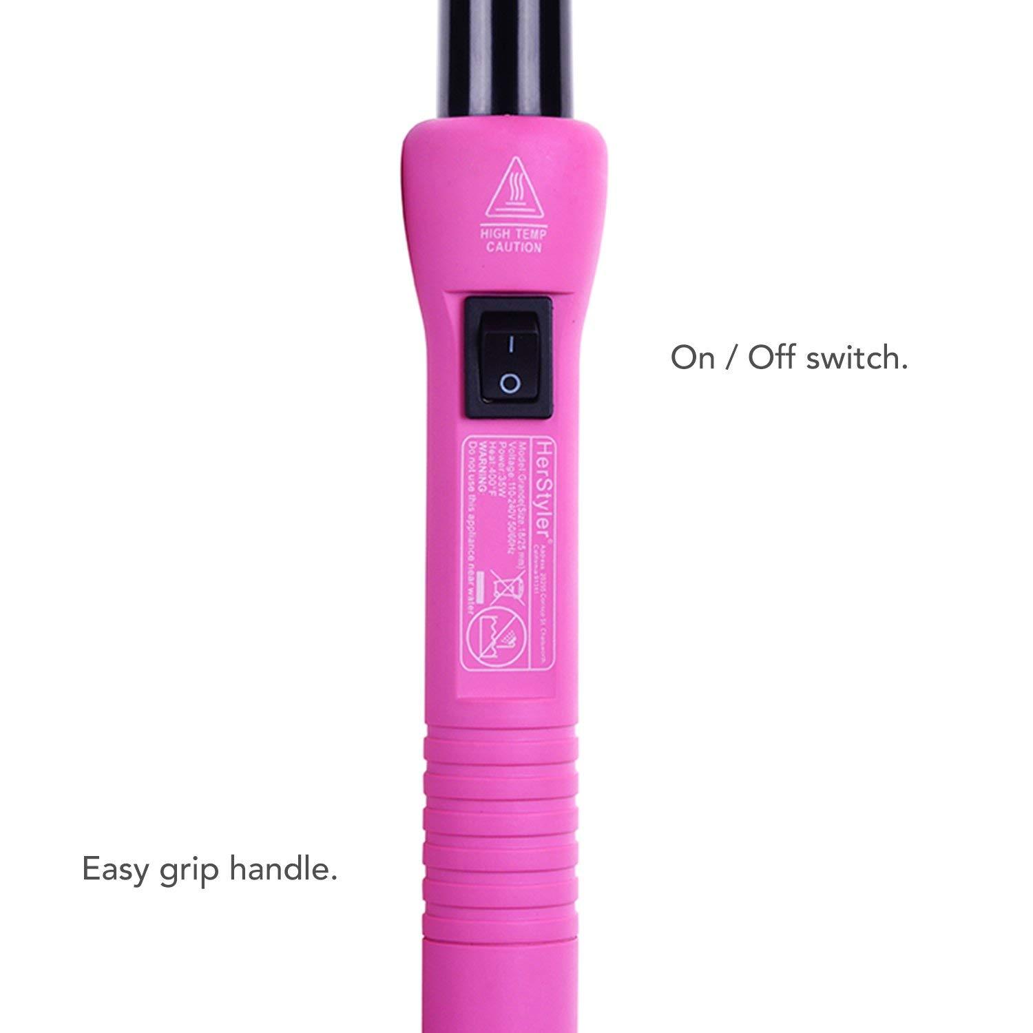 HerStyler Herstyler Grande Pink Curling Iron and Marula Oil Hair Serum Set