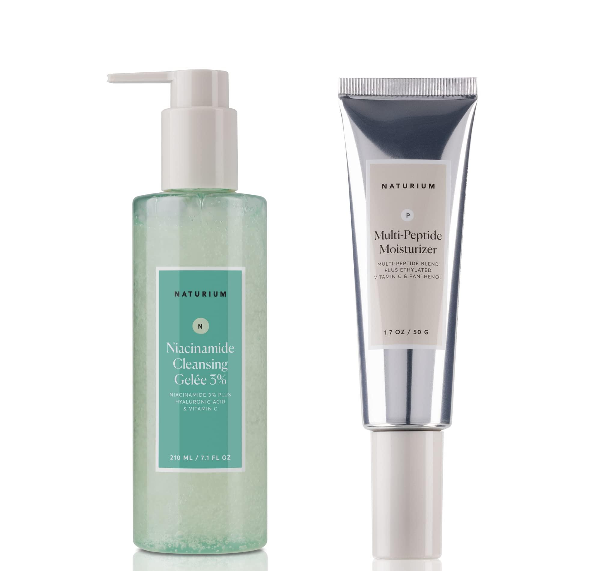 Naturium Naturium Cleanse & Hydrate Duo, Niacinamide Cleansing Gelee 3% & Multi-Peptide Moisturizer, Daily Face Wash Routine