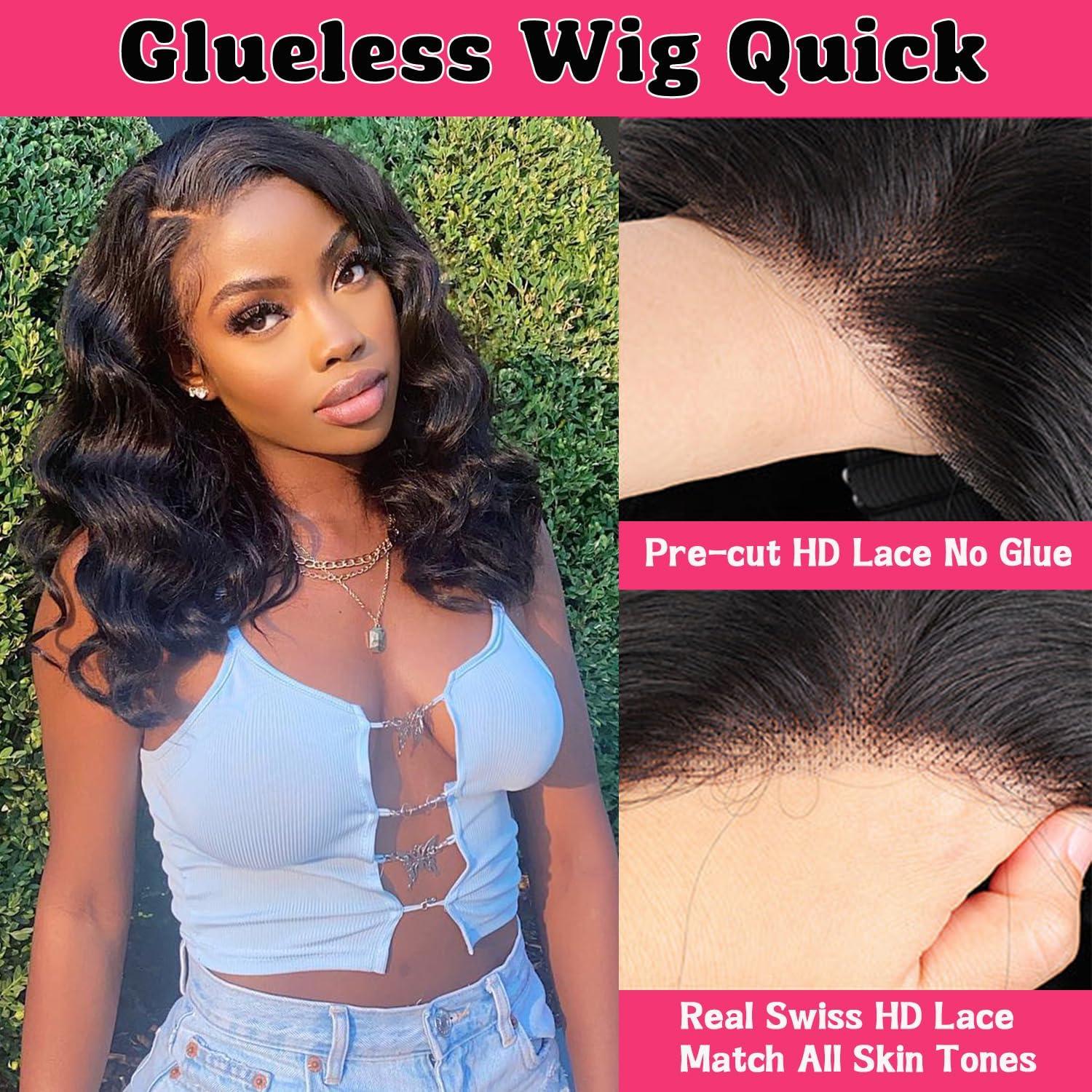 Laceager 12 Inch Wear and Go Glueless Bob Wig Human Hair Pre Plucked 4X4 Body Wave Lace Front Wigs Human Hair Pre Cut Lace New Upgraded No Glue Wigs For Black Women