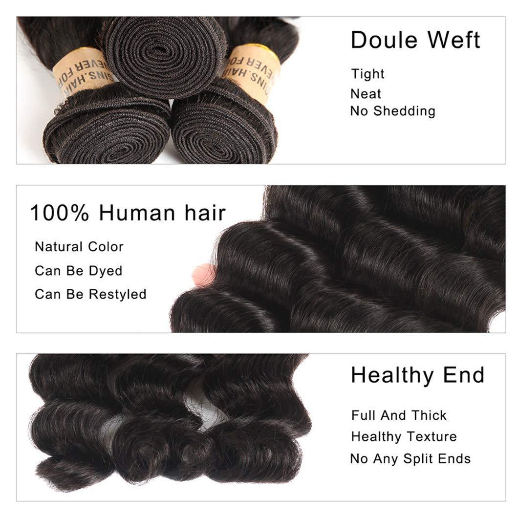 SSJFZM Peruvian Loose Deep Wave 3 Bundles 8 10 12 14 16 18 20 22 24 26 28 Inch Bundles Remy Human Hair Natural Color Hair 16 18 18