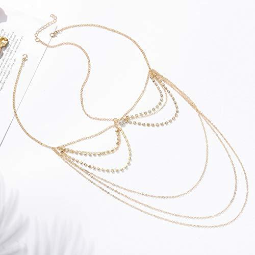 Gangel Gangel Gold Tassel Head Chain with Rhinestone Layered Decliate Hair Piece Bridal Wedding Fashion Hair Pedant Jewelry Gypsy Head Piece Decorative Boho Hair Accessories for Women and Girls