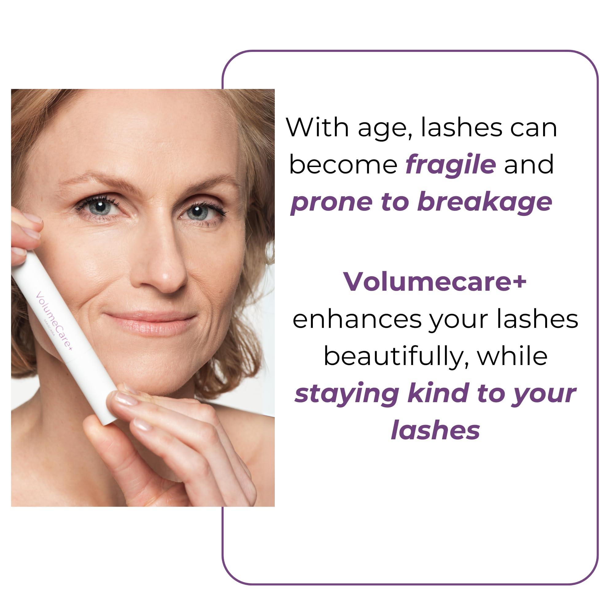 Rumi Cosmetiques Rumi Cosmetiques VolumeCare+ Mascara For Older Women - Extreme Length and Volume 2-in-1 Formula - No Clumps, Long-Wearing, Hypoallergenic Mascara For Sensitive Eyes (Natural Black)