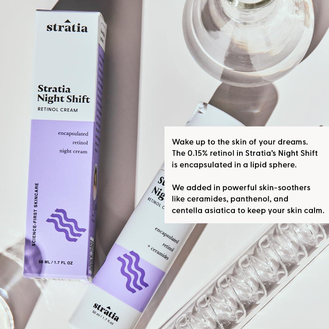 Stratia Stratia Night Shift | Age-Defying Night Cream with Encapsulated Retinol | Formulated for All Skin Types | 1.7 Fl Oz