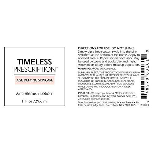 Timeless Prescription Timeless Prescription Anti Blemish Lotion, An Excellent Overnight Spot Treatment for Pimples, Reduces the Appearance of Swollen Skin Caused by Pimples, Market America (1 fl. oz./29.6 ml)