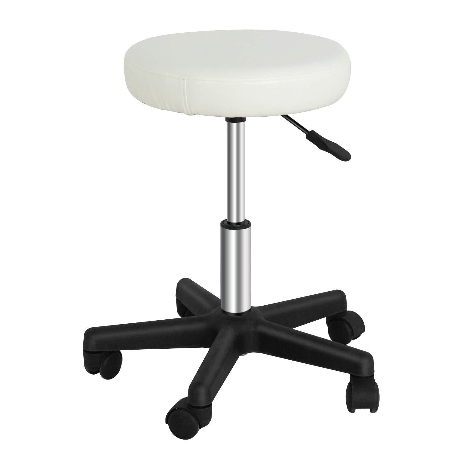 ZENY ZENY Adjustable Rolling Stool with Wheels Swivel Stool Chair Hydraulic Stool Office Stool for Beauty Salon Massage Spa Medical Tattoo Drafting, White