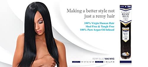 KARA HAIR FASHIONISTA New Remy Yaky-Remy Blue 100% VIRGIN Human Hair Weave- Shed Free&Tangle Free (#1B, 14“ packs of 2)