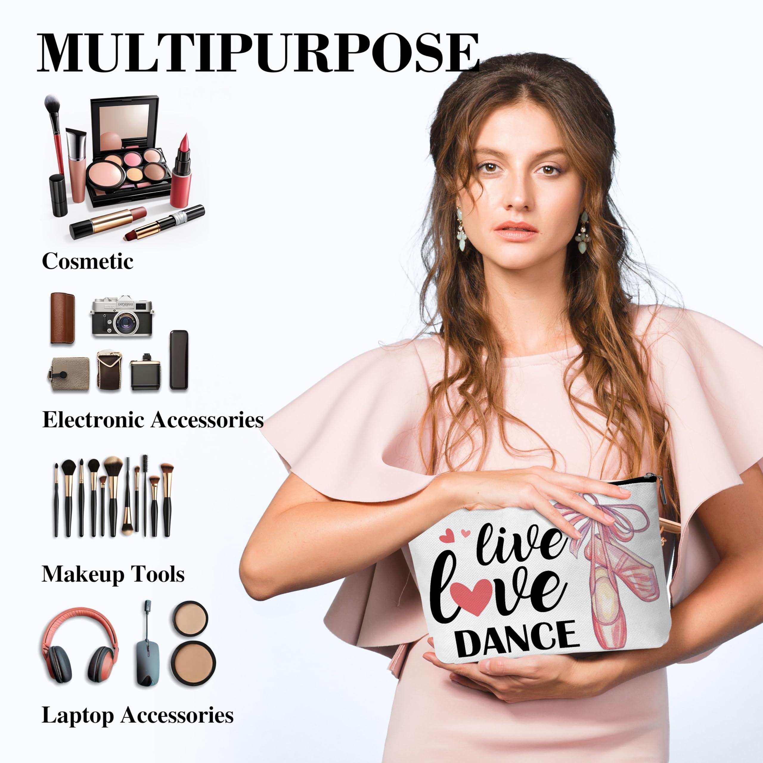 GOLRMC Ballet Dance Makeup Bag, Ballerina Dance Recital Gifts For Girls, Travel Cosmetic Bag, We love Dance A12