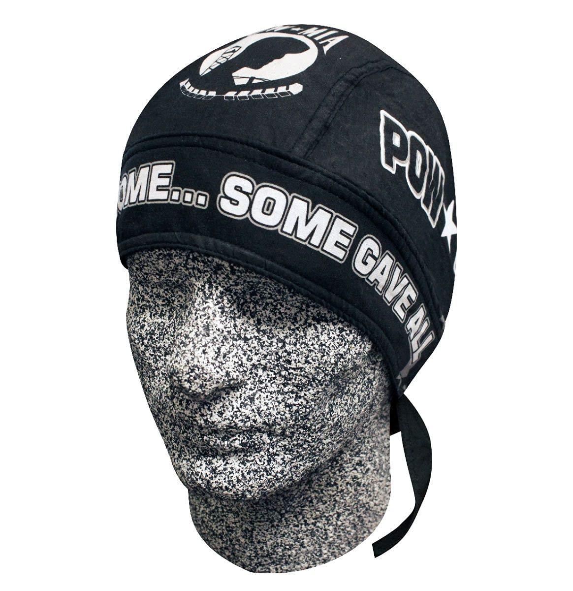 Generic Black White POW MIA Prisoner of War Missing in Action Logo Military Headwrap Head Wrap Durag Doo Rag with Sweatband