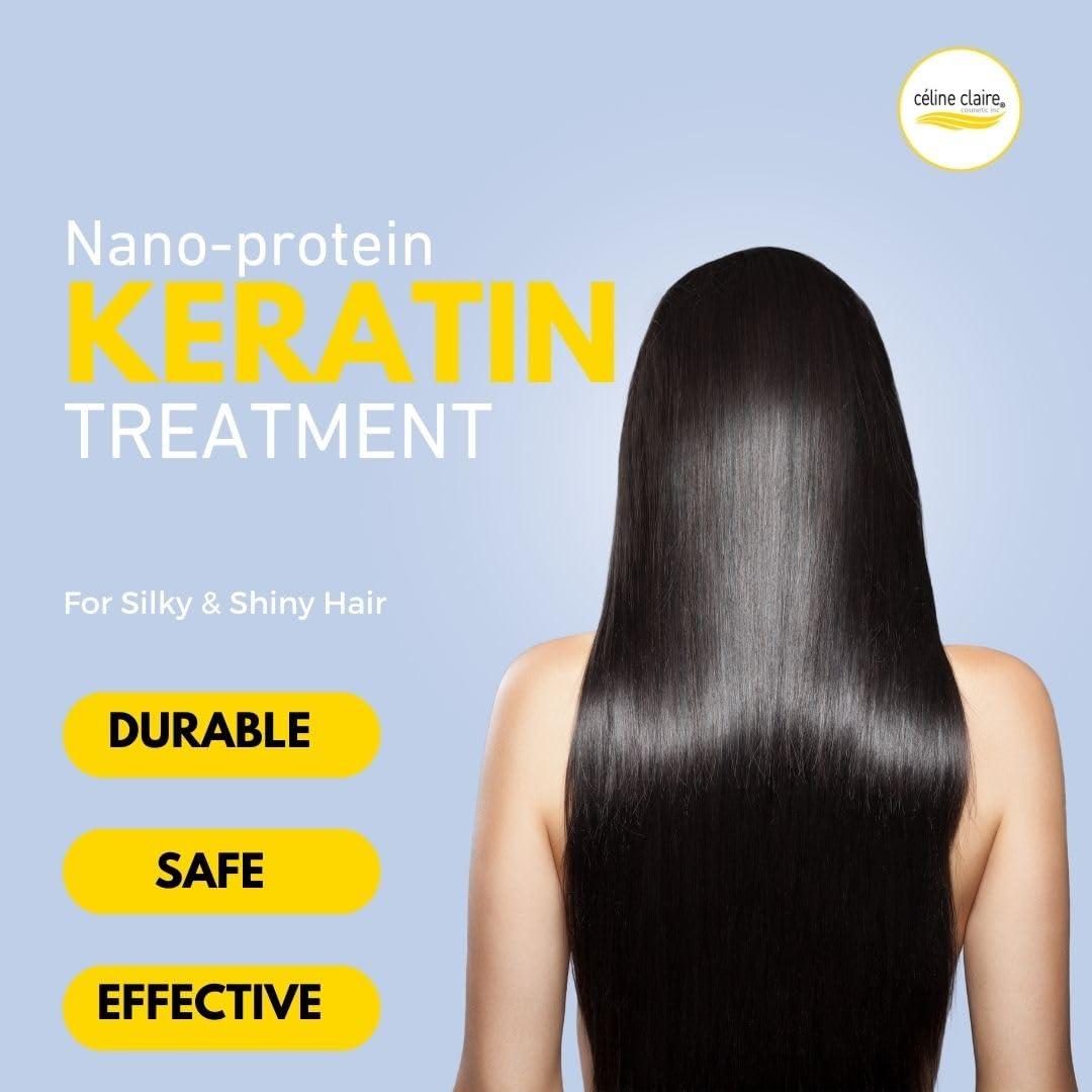 cline claire Cosmetic Celine Advanced Keratin Hair Treatment Smoothing System, Hair Straightener, Formaldehyde-free, Odor-free, No Fume, Safe for Use