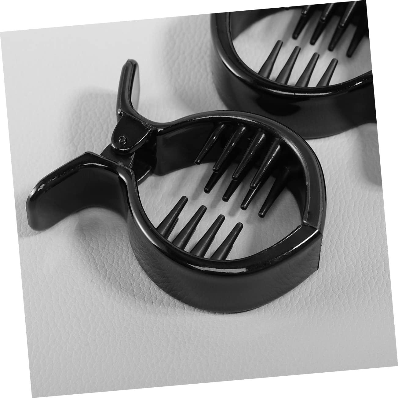 WOONEKY WOONEKY 2Pcs Black Round Inner Toothed Hair Clip Fish Tail Clip Ponytail Holder Strong Tension Hair Claw for Secure Styling and Comfortable Hold