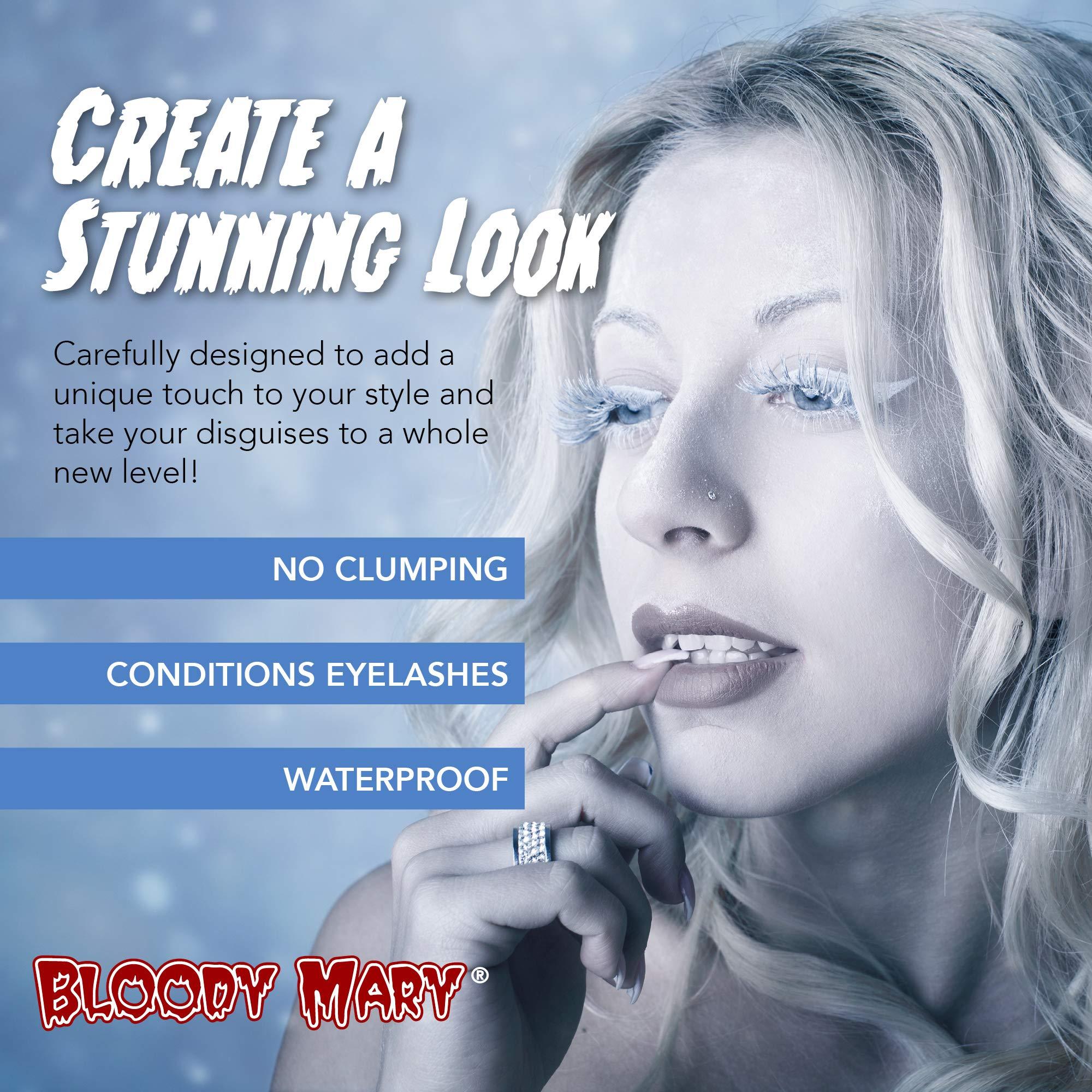 Bloody Mary BLOODY MARY White Mascara for Eyelashes used in Halloween, Gojo Cosplay, Ice Princess Queen Costume MakeUp - High Pigment Mascara White - No Clumping, Waterproof, Lasts 24 Hours, Easy to Apply/Remove