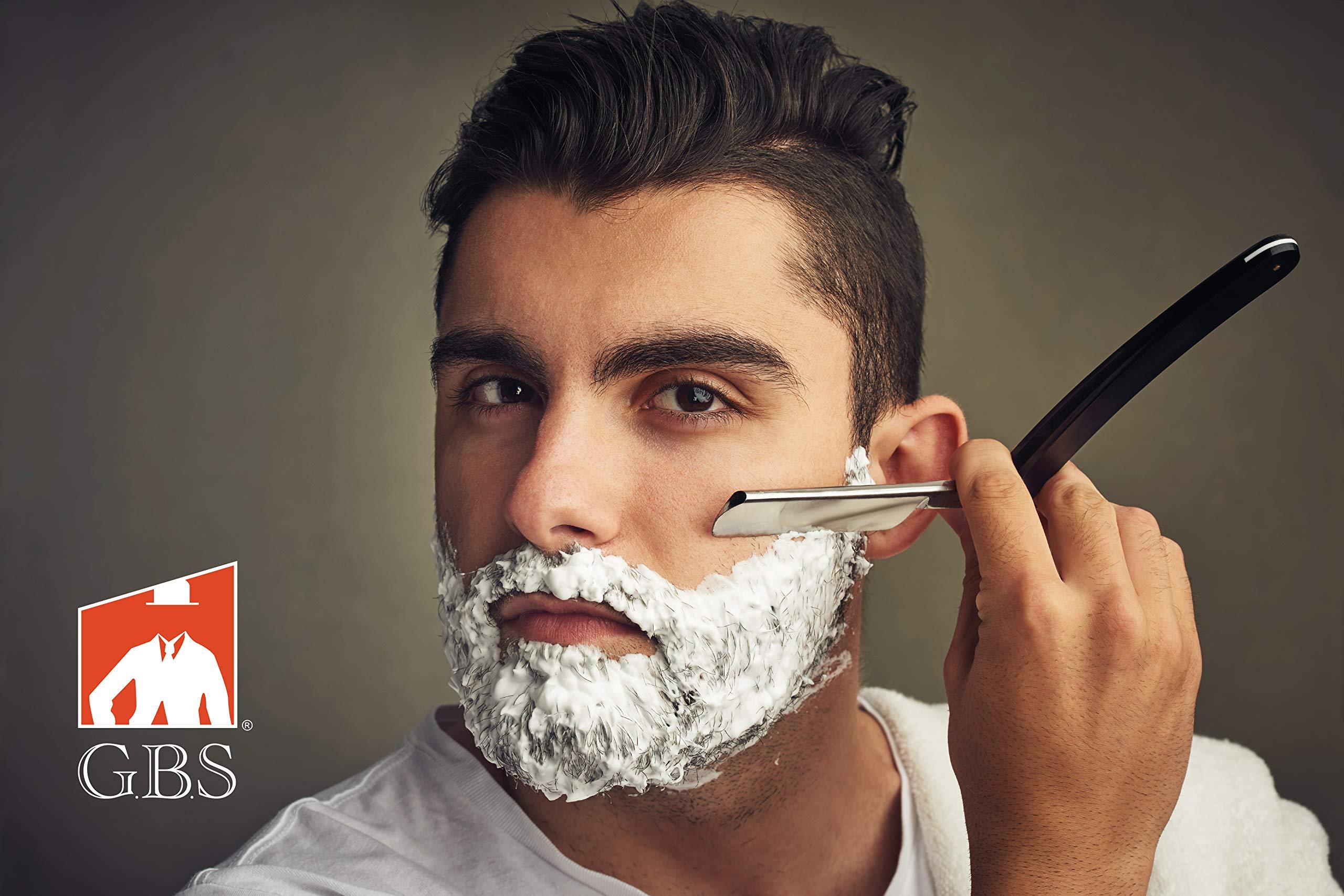 G.B.S G.B.S Barber Straight Edge Interchangeable Razor Shavette - Chrome & Black Stainless Steel Razors with Travel Cases & 20 Refill Blades (Pack of 2)