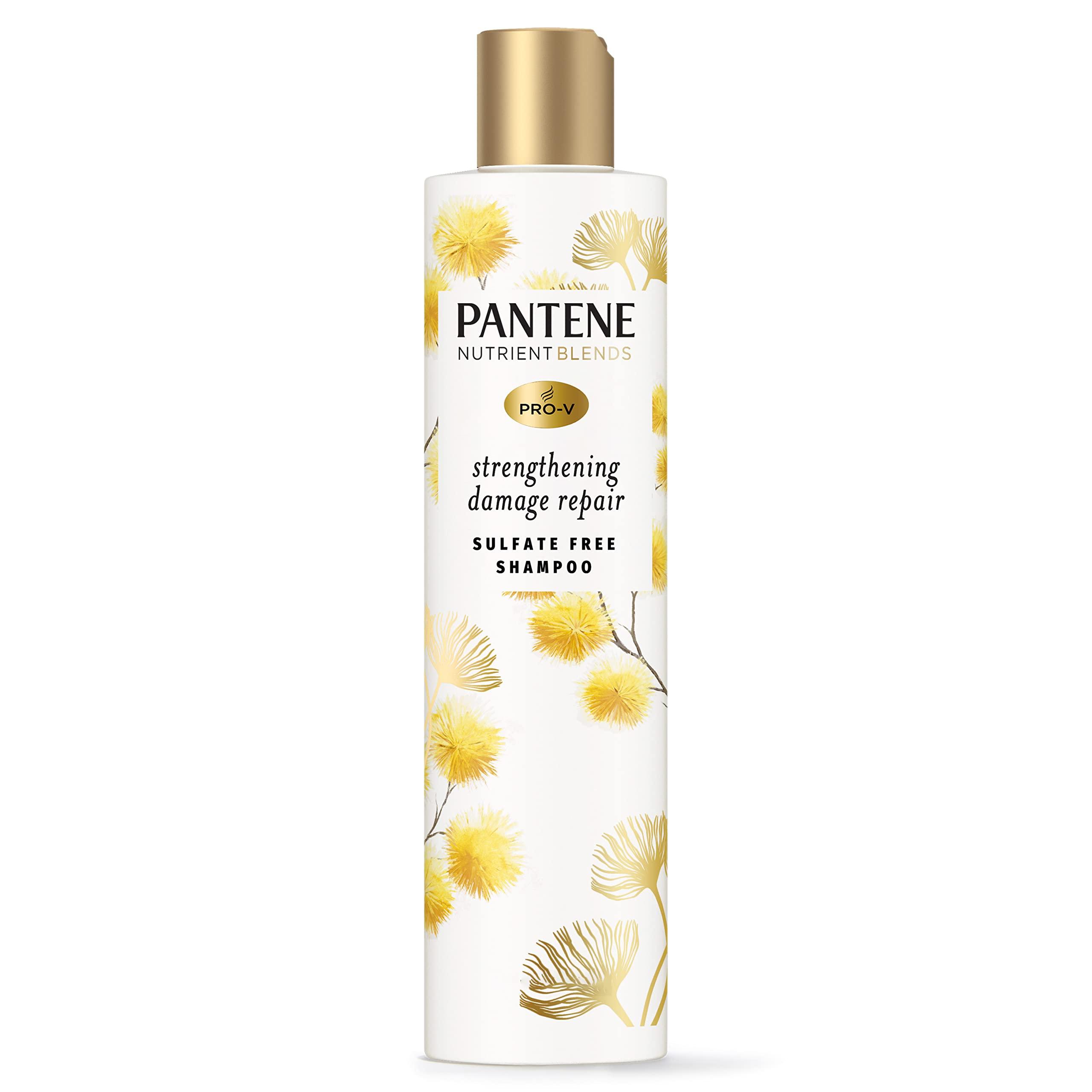 Pantene Pantene Sulfate Free Shampoo, Hair Strengthening Anti Frizz Damage Repair Shampoo with Castor Oil, Safe for Color Treated Hair, Nutrient Blends, 9.6 oz