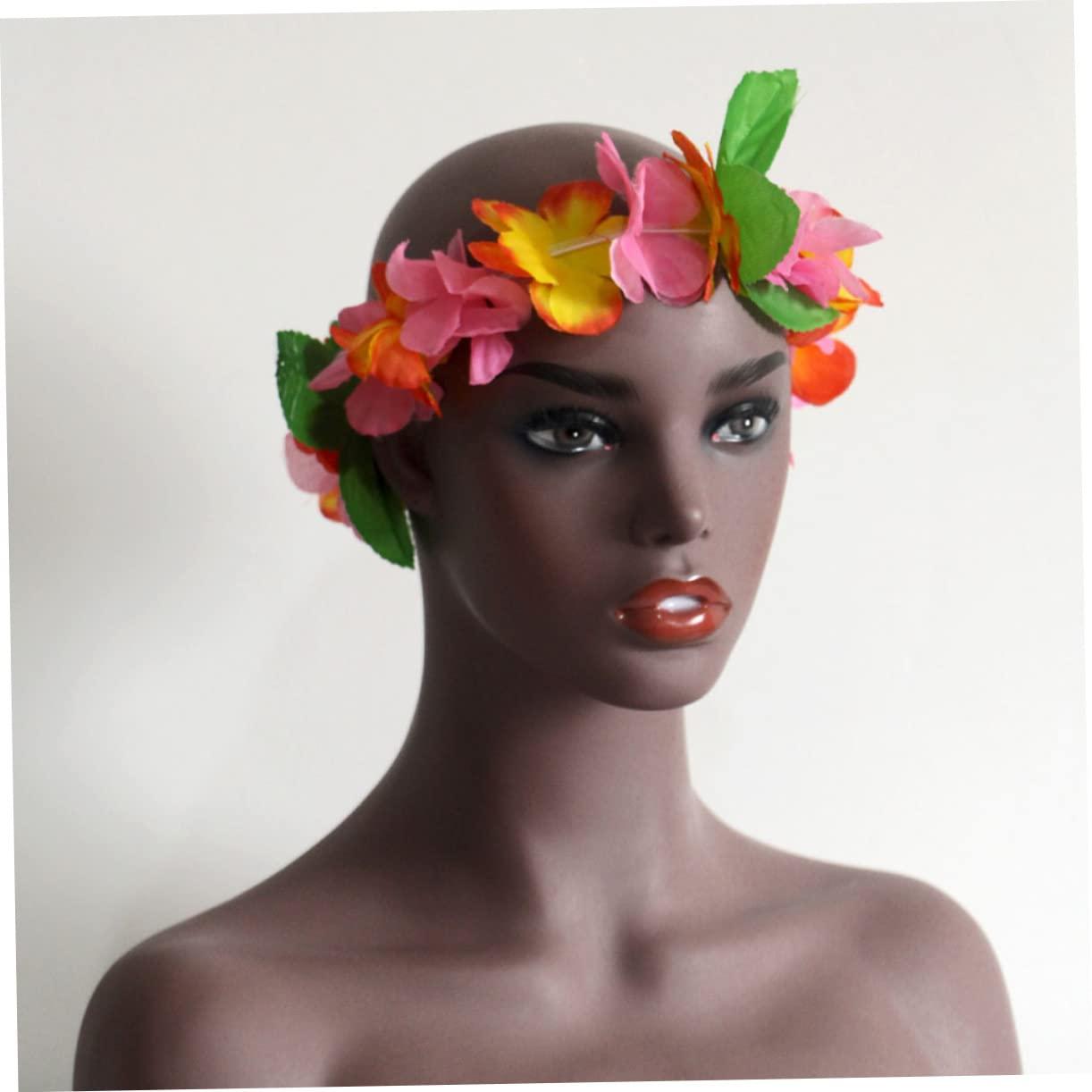 Ipetboom Ipetboom Hawaiian Lei Set 6 Sets of Floral Headband Bracelet Hair Wreath for Wedding Photography