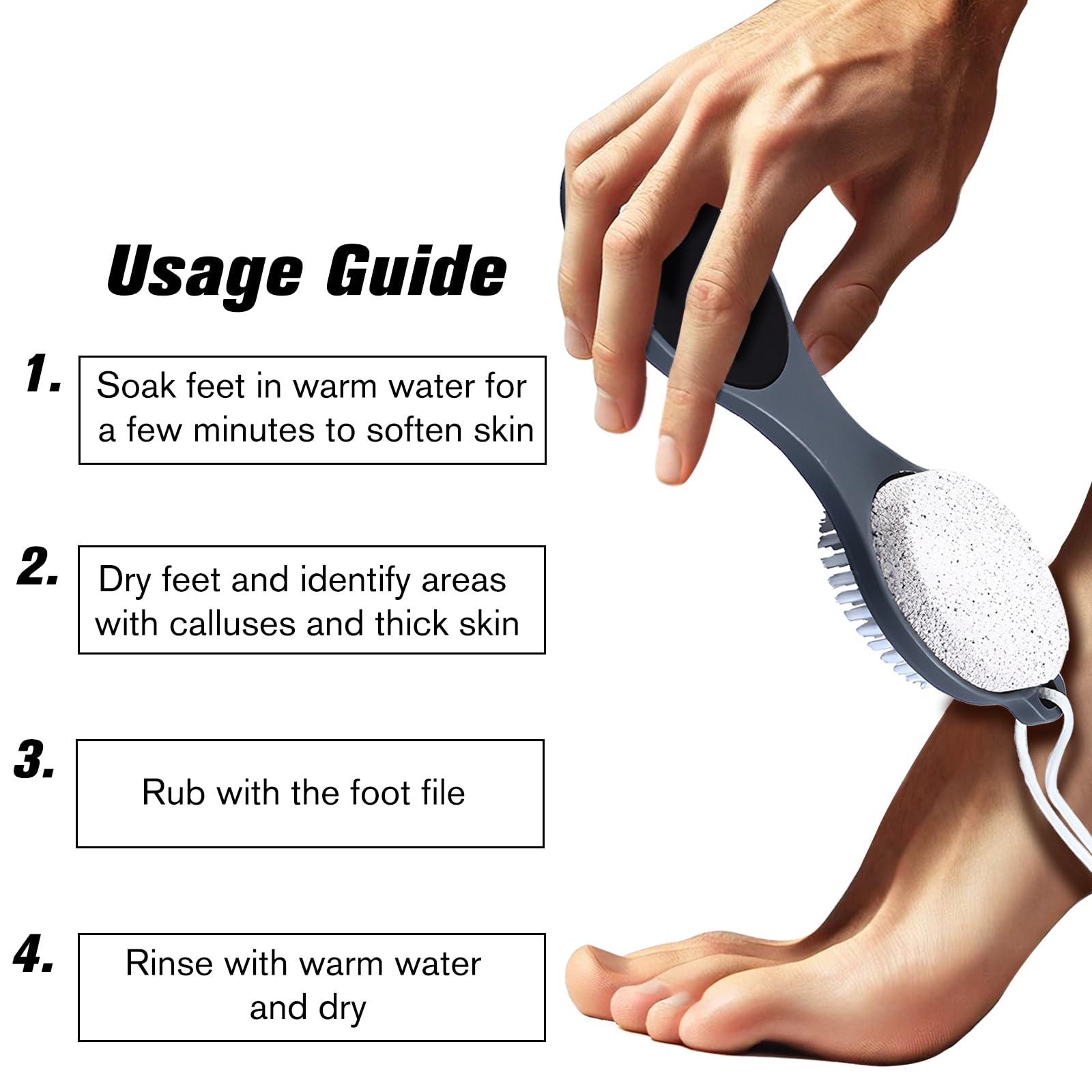 Jaasuee Grey Foot File Callus Remover - Versatile 4-in-1 Pedicure Tool Set with Foot Scrubber, Pumice Stone, Foot Rasp, and Sandpaper for Comprehensive Foot Care