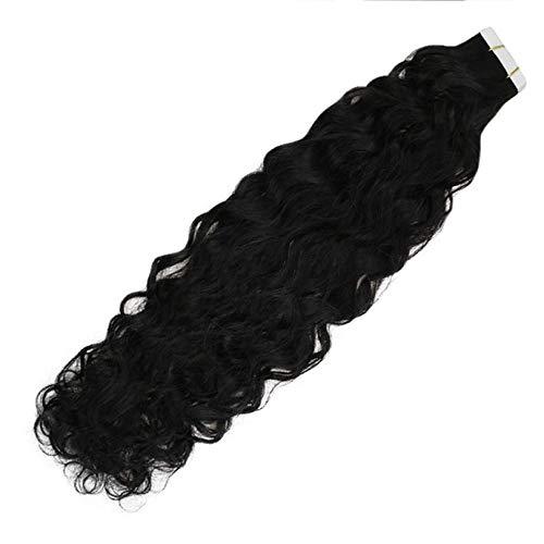 RJ HAIR 28inch Tape in Hair Machine Made Reay Human Hair Tape Hair 40pcs/100g Brazilian Deep Curly Remy Hair Extensions (26inch 40pcs, Natural Color)