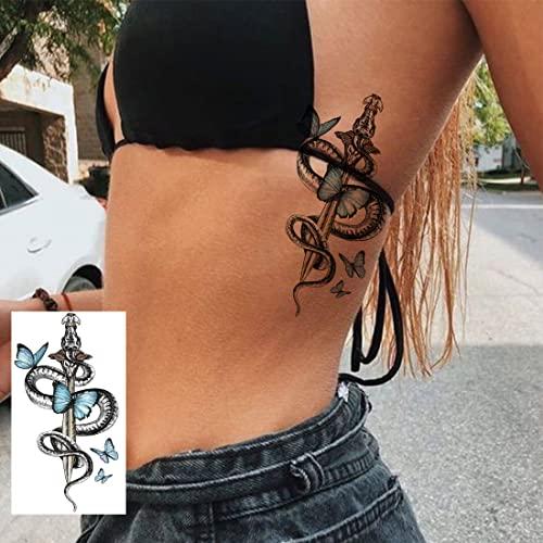 Ooopsiun Ooopsiun 12 Large Sheets Snake Temporary Tattoos For Men Women , Cool Waterproof Body Fake Tattoo Sticker for Aldult 3D Cobra Mamba Viper Arm Tattoos