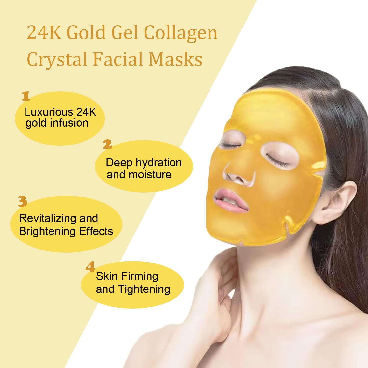 NIYET NIYET 24K Gold Gel Collagen Crystal Facial Masks (6 Pack), Anti-Aging, Puffiness, Wrinkle Reduction, Moisturizing, Deep Tissue Rejuvenation, and Skin Hydration