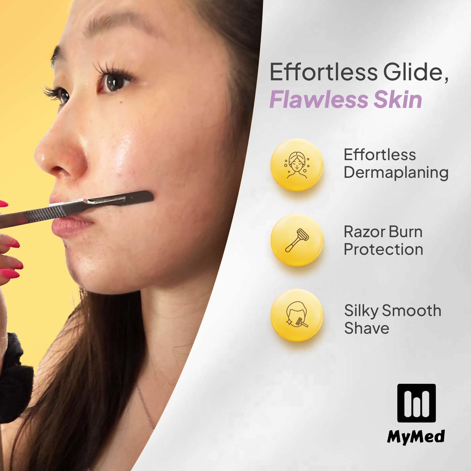 MyMed Dermaplaning Oil & Stainless Steel 10R Blades Dermaplaning 10R Pack of 200 Dermaplaning Blades 10r,+ Dermaplane Oil for Smooth Razor Glide, with Squalene & Vitamin E, Face Oil for Dermaplaning Oil