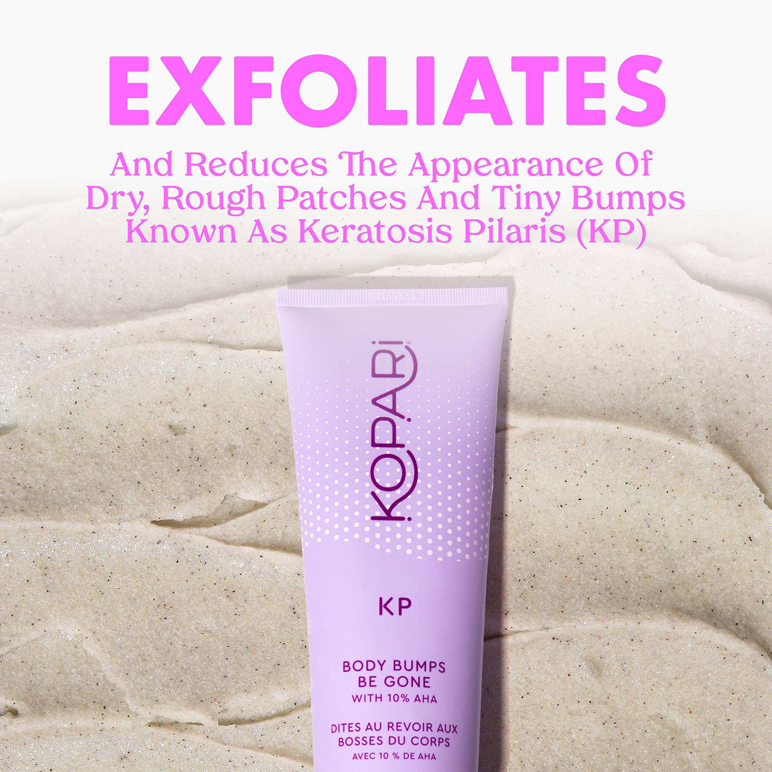 Kopari Kopari KP Body Bumps Be Gone Exfoliating Body Scrub with 10% AHA, to Smooth Skin, Reduce Bumps, Decongest Pores, Clarifying, Gently Exfoliate & Wash | 2 oz