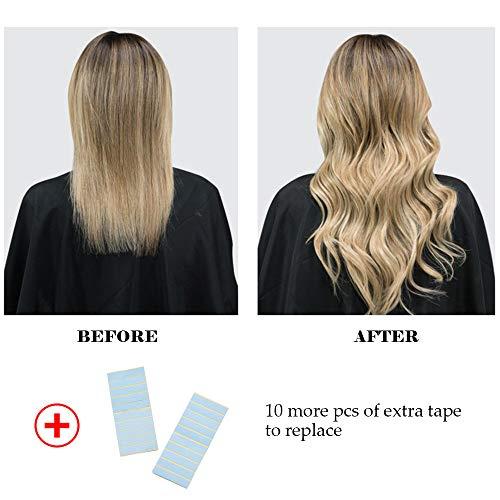 Hairro Hairro Tape In Real Human hair Extension Glue In Skin Weft Hair Extensions Rooted Tape in Remy Hair Seamless Invisible Double Sided Tape Human Hair Extensions For Women 20 inch 30g 20pcs #99J Wine Red