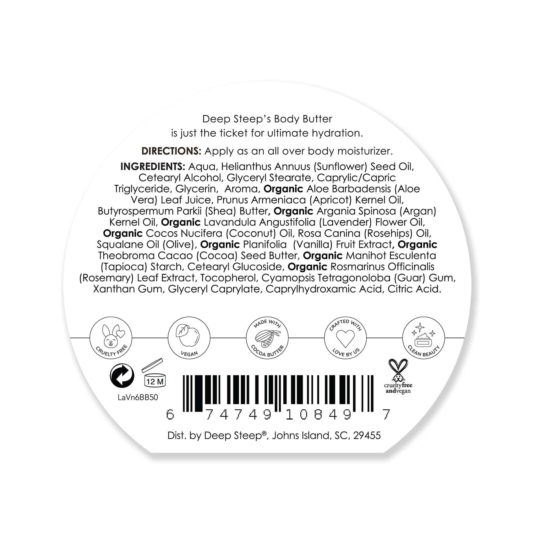 Deep Steep Deep Steep Body Butter, 6oz (Lavender Vanilla)