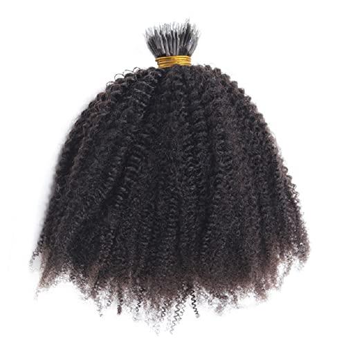 Black Beauty Wig Microlink Nano Ring I Tip Human Hair Extension Afro Kinky Curly Brazilian Remy Nano Ring Micro Beads Human Hair Extension 100g 100strands (20inch 100strands, Natural Black)