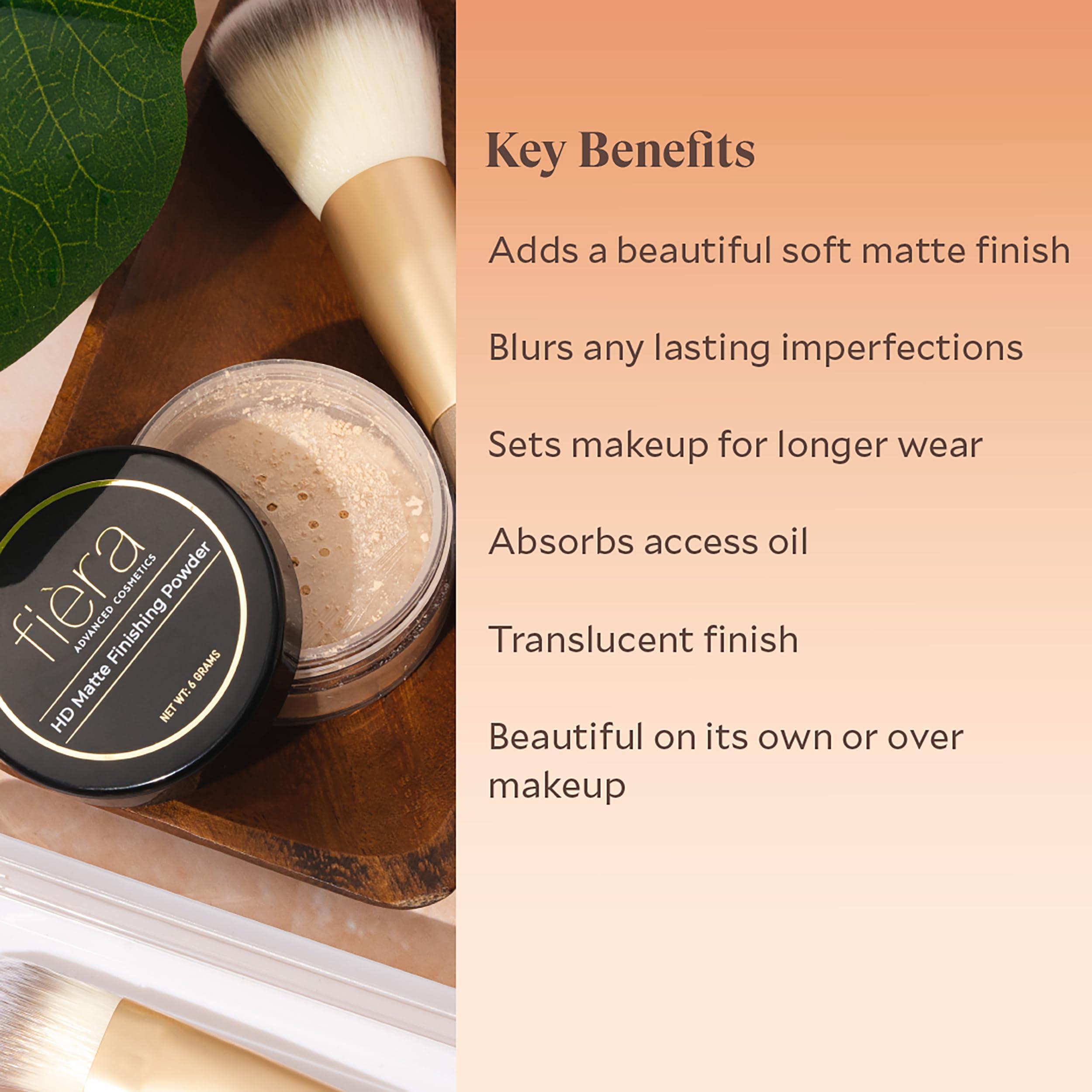 FIÈRA Fira HD Matte Finishing Powder - Perfect Final Touch, Absorbs Excess Oil, Smooth & Velvety Matte Finish - Blurs Imperfections, Long-Lasting Full Coverage for Flawless Skin - 0.2 OZ
