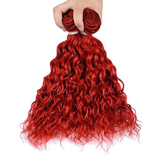 Tony beauty hair Pure Red Peruvian Wet Wavy Human Hair Weave Bundles 4Pcs Lot Bright Red Water Wave Virgin Human Hair Bundles Red Colored Wet and Wavy Human Hair Wefts Extensions 10-30" (14 14 16 16)