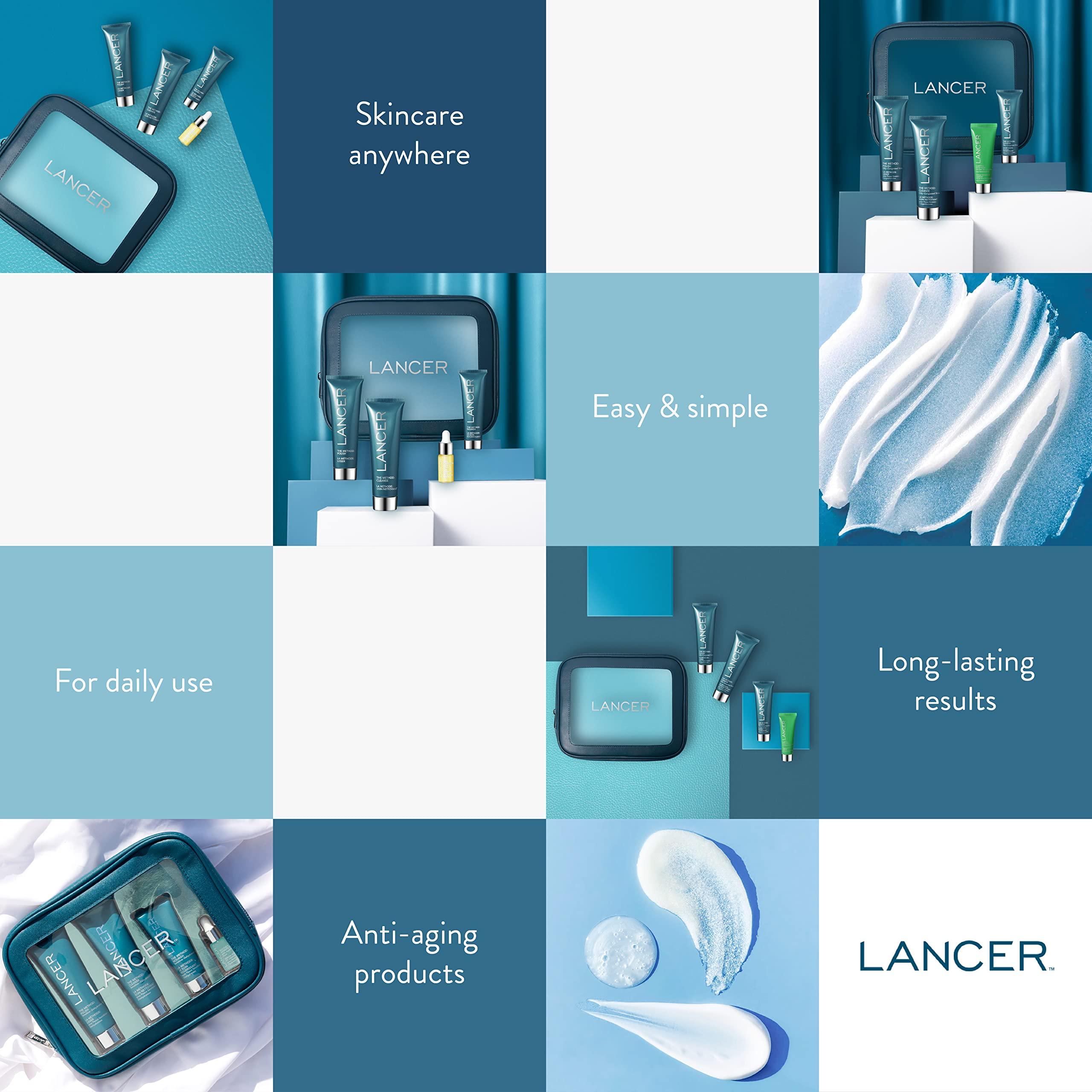 Lancer Lancer Skincare The Method Intro Kit, 3-Step Facial Exfoliator, Cleanser, and Moisturizer Kit for Oily or Congested Skin