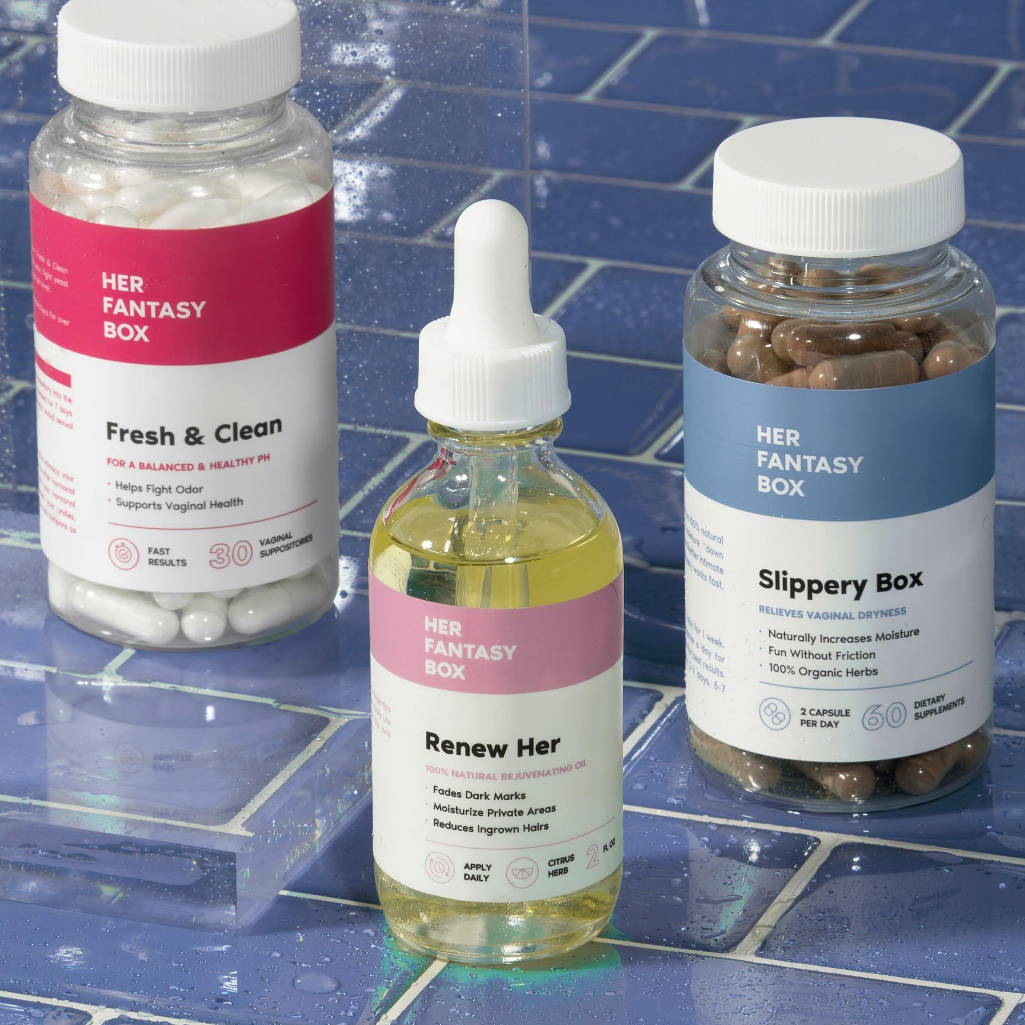 Her Fantasy Box Renew Her - Natural Rejuvenating Oil for Dark Spots, Ingrown Hair, and Skin Brightening - Nourishing, Moisturizing Formula for All Skin Types