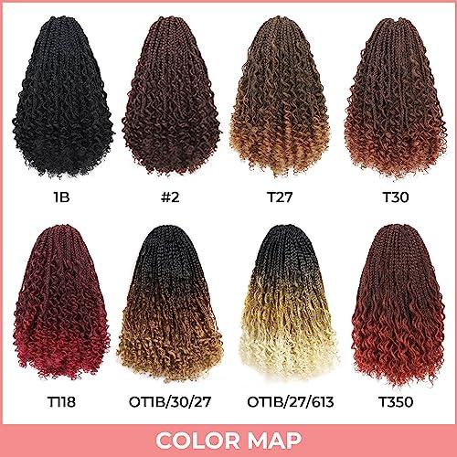 ToyoTress ToyoTress Boho Box Braids Crochet Hair - 10 Inch 8 Packs Ombre Brown Box Braids Crochet Hair Curly End Crochet Braids, Short Pre-looped Synthetic Braidsing Hair Extensions (10 Inch, T30-8P)