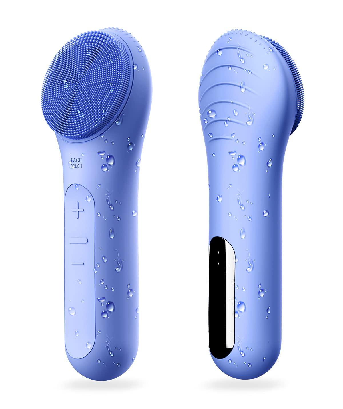 NågraCoola NgraCoola CLIE Facial Cleansing Brush, Waterproof and Rechargeable Face Scrub Brush for Men & Women, Cleansing, Exfoliating and Massaging, Electric Face Scrubber - Blue
