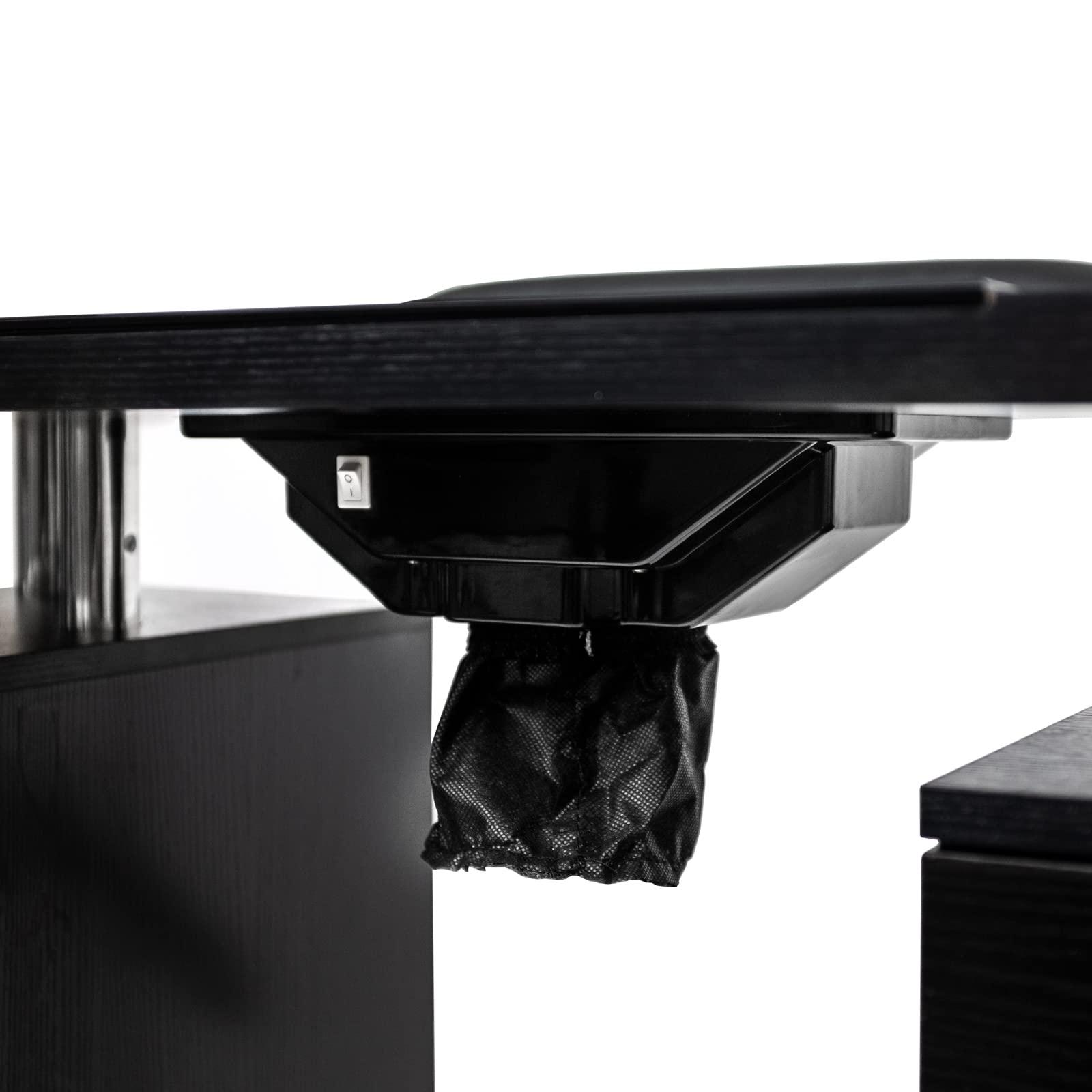 DERMALOGIC Manicure Table GLASS GLOW BLACK II Salon Nail Table Salon Furniture & Equipment, Light Version