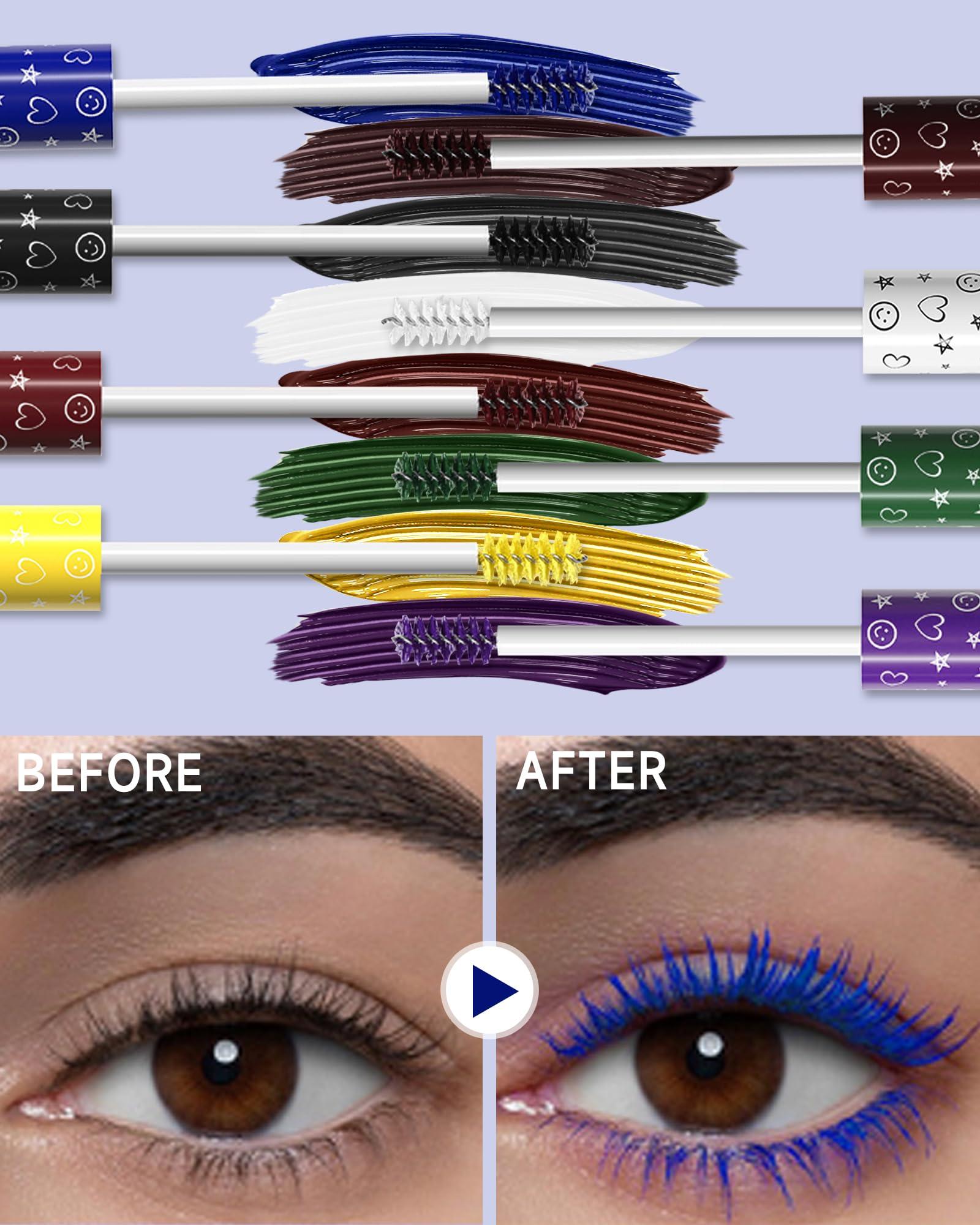 Caedelfly Blue Waterproof Mascara Volume and Length, Long Lasting Colored Liquid Tubing Mascara Lash Extensions for Eyelashes,Smudge-Proof Curling Voluminous Mascara Cosplay Party Women Eye Makeup Gift-01