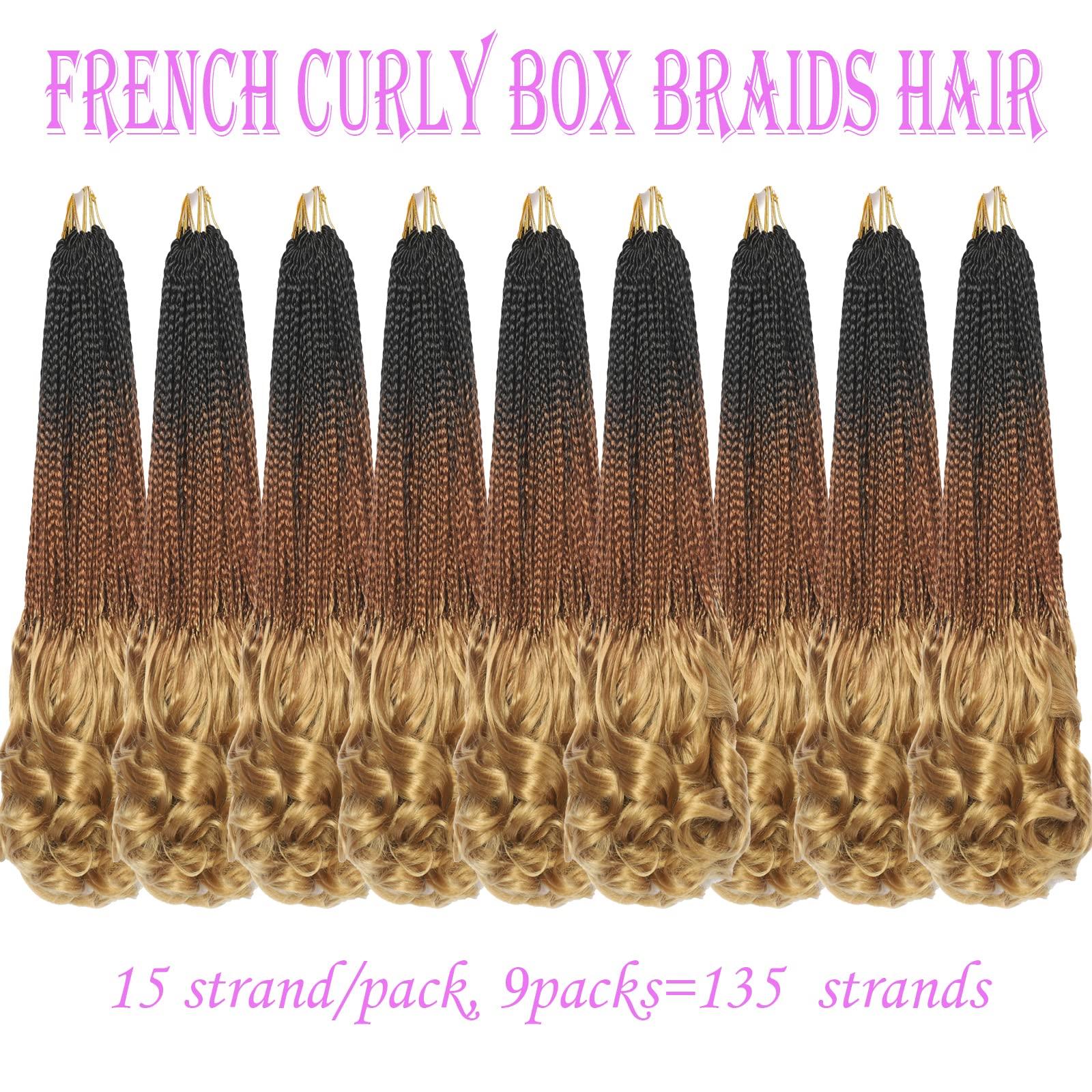 kossys 9 Packs French Curl Crochet Braids 18 Inch T1/30/27 Goddess Box Braids Crochet Hair Crochet Braids Pre Looped With Loose Wavy Braiding Hair,Blonde Brown Ombre Curly Wavy Ends Synthetic Hair Extensions for Women (18 Inch (Pack of 9), T1/30/27)