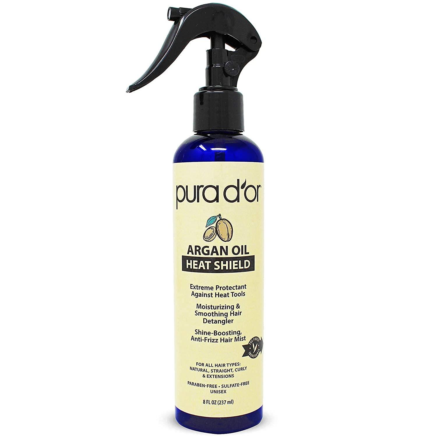 PURA D\'OR PURA D\'OR Anti-Thinning Biotin Shampoo & Conditioner Set & Argan Oil Heat Shield Protectant Spray (8oz) Water Based Formula w/Organic Ingredients, Protects Up To 450 F From Flat Iron & Hot Blow Dry