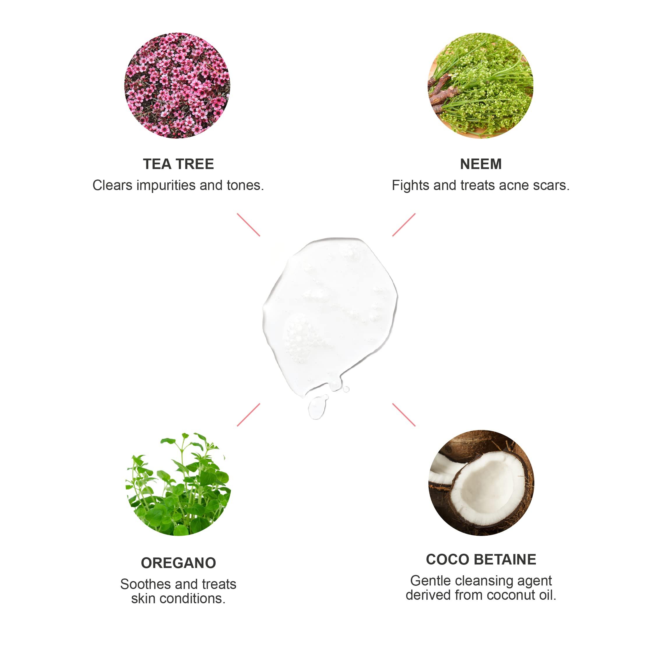 100% PURE 100% PURE Tea Tree Clear Complexion Cleanser Face Wash Natural Botanic Foam Acne Blemish Treatment Deep Skin Cleansing Pore Declogger - Vegan - 3.71oz