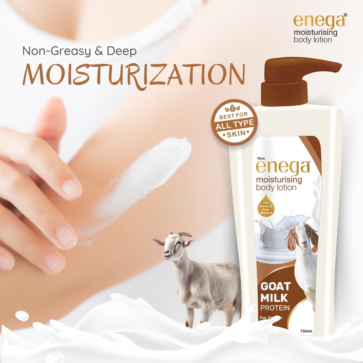 enega enega Moisturizing Body Lotion for Dry Skin | Almond Essentials| Alovera| Soya| Goat Milk| For Men Women And Girls For Dry Skin Moisturizing (Goat Milk (25.36 Fl Oz))