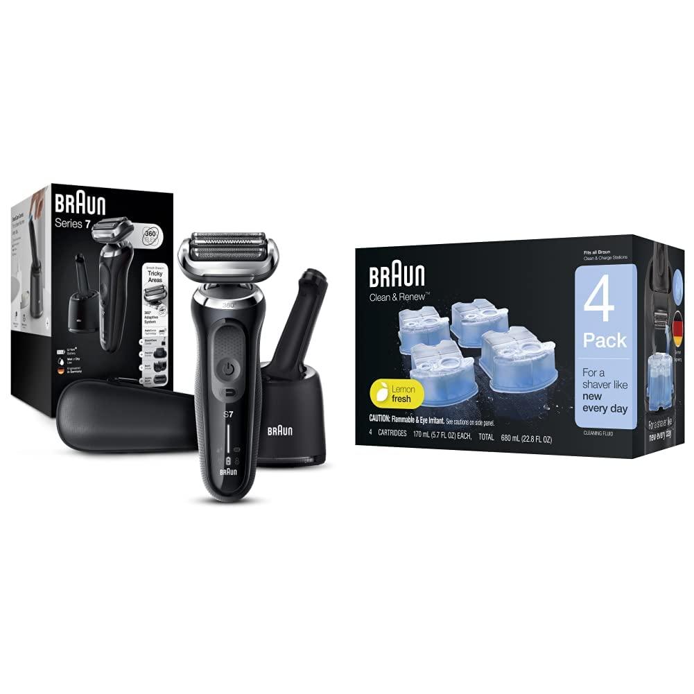 Braun Braun Electric Razor for Men, Series 7 7085cc 360 Flex Head Electric Shaver with Beard Trimmer, Rechargeable, Wet & Dry, 4in1 SmartCare Center with Clean & Renew Refill Cartridges, 6 Count, Pack of 1